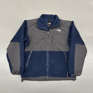 North Face Fleece Jacket Mens Large Blue Gray Polartec Denali Full Zip